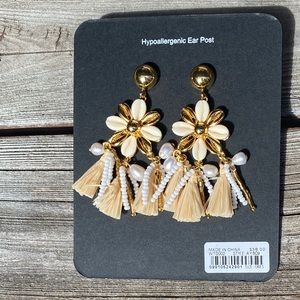 J. Crew Baby Shell and Pearl Tassel Earrings